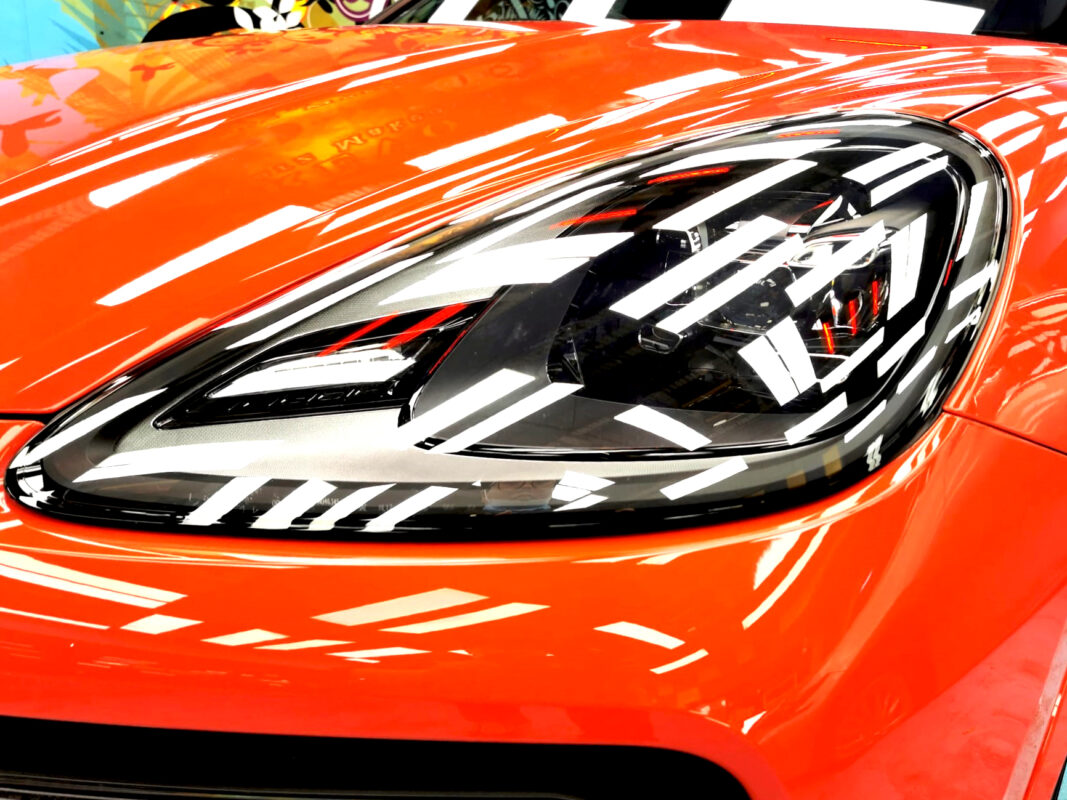The Cayenne's coated paintwork showing clean reflections.