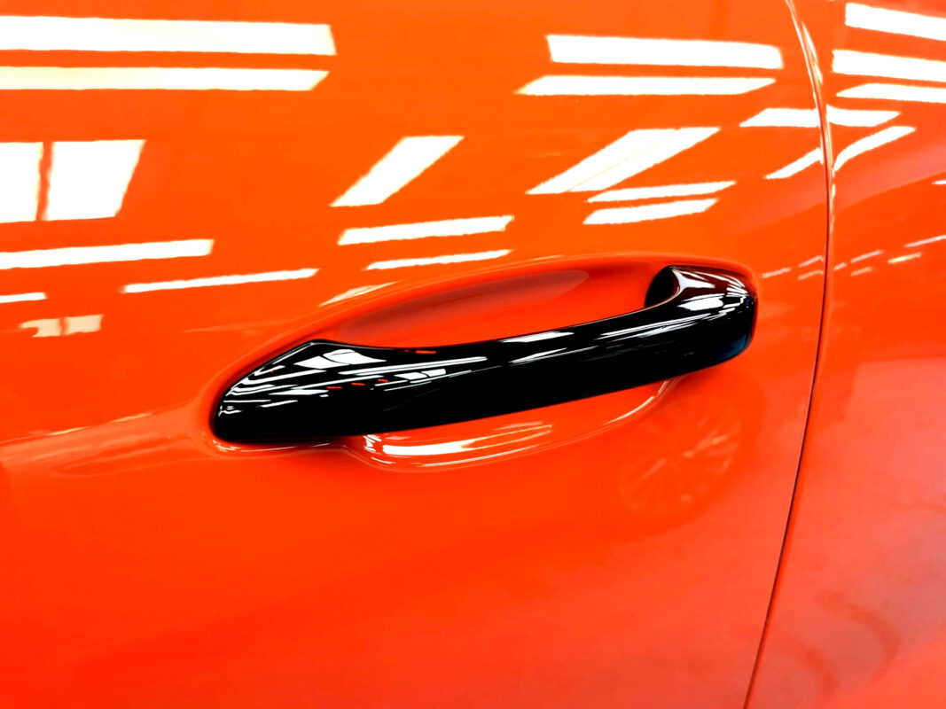 The Cayenne parked in the workshop, freshly coated.