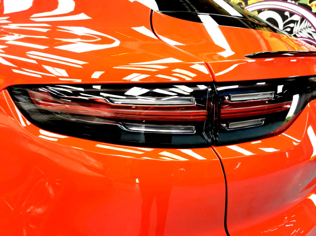 Close detail of the Cayenne's coated bodywork.