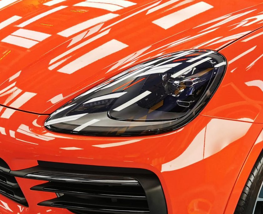 The Cayenne's coated paintwork showing clean reflections.
