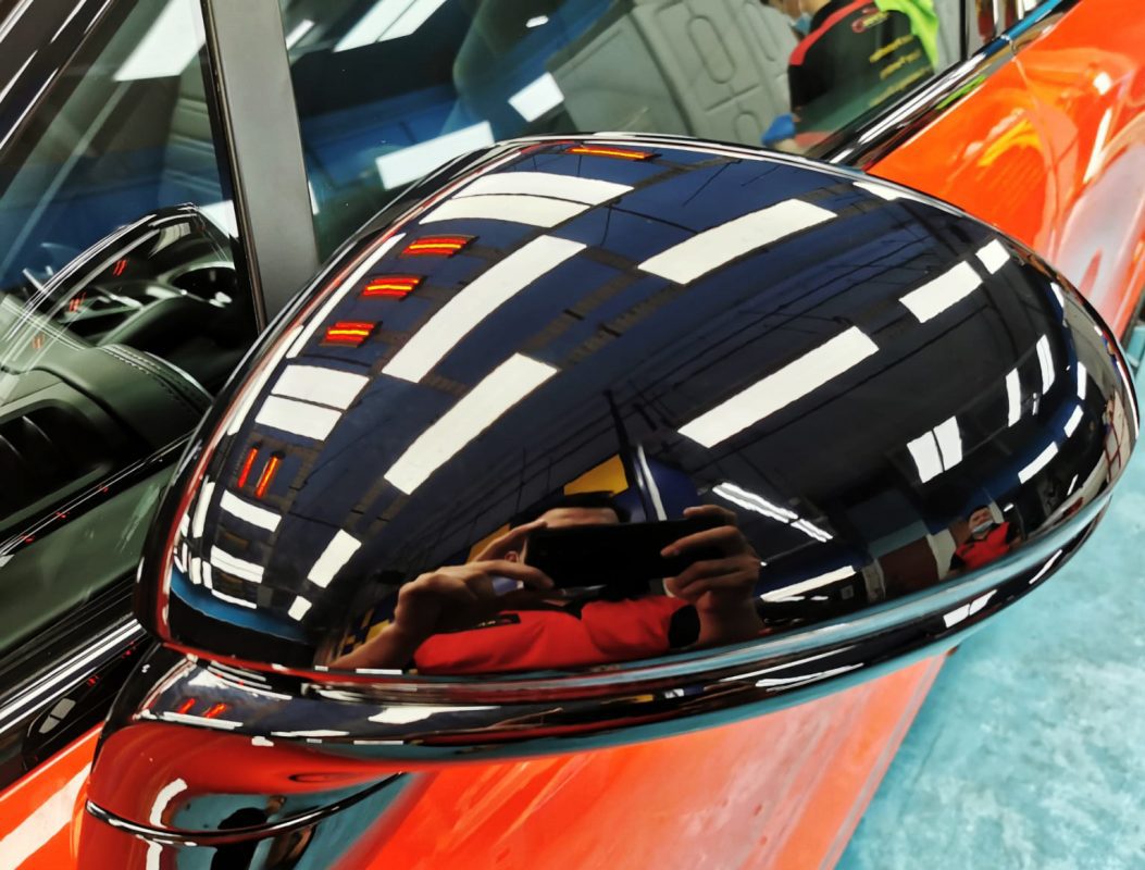 Side panel of the Cayenne with the ceramic finish locked in.