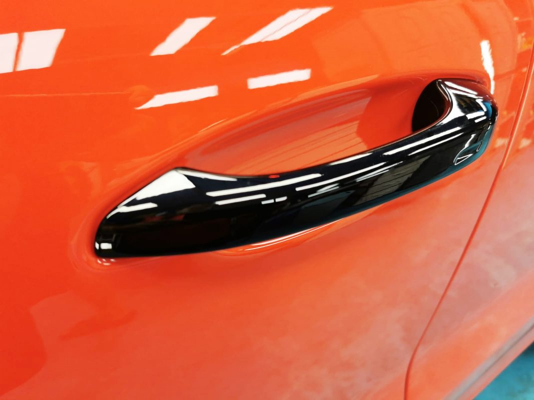 Front three-quarter view of the Porsche Cayenne after coating.