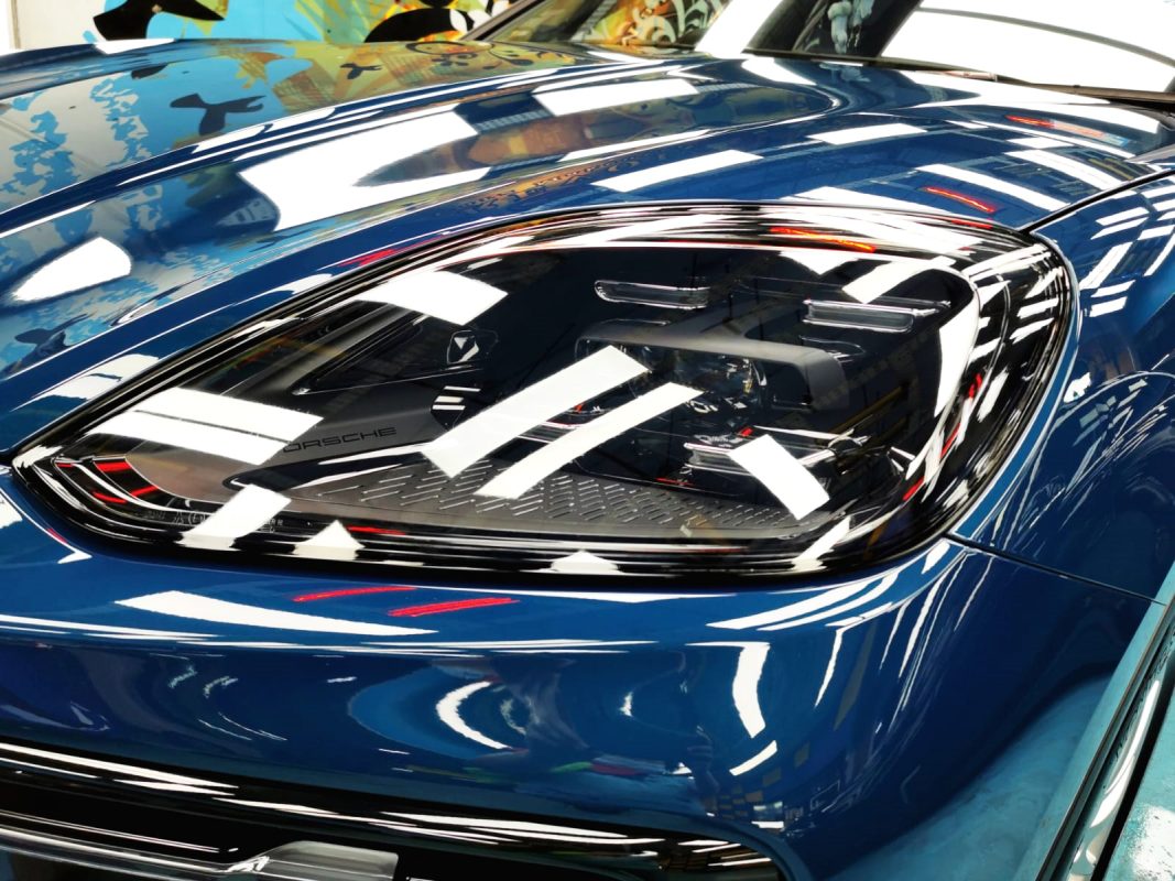 The Cayenne's coated paintwork showing clean reflections.