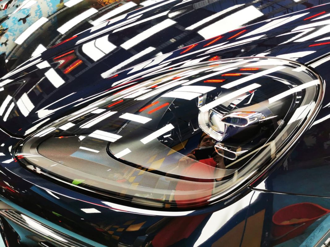 The Cayenne's coated paintwork showing clean reflections.