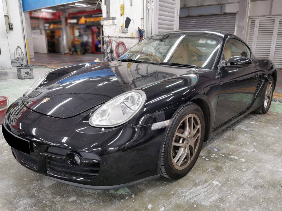 The Porsche Cayman as it arrived at Revol Carz before the respray.