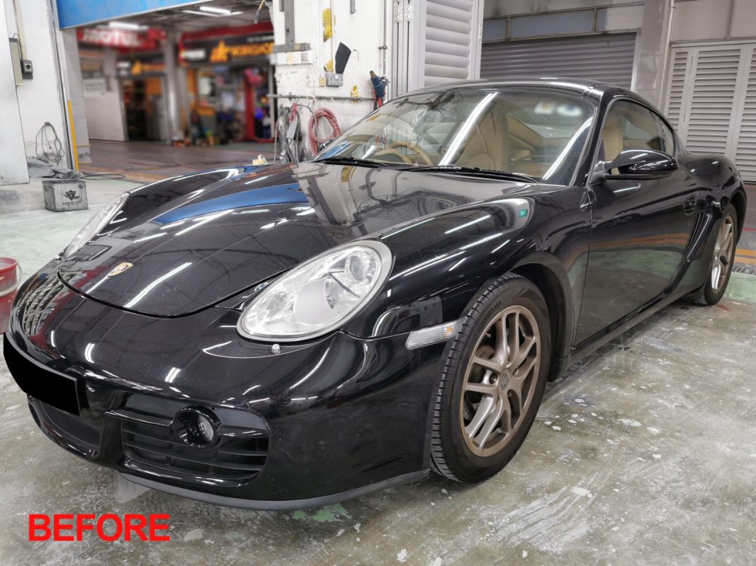 The Porsche Cayman after the full respray.