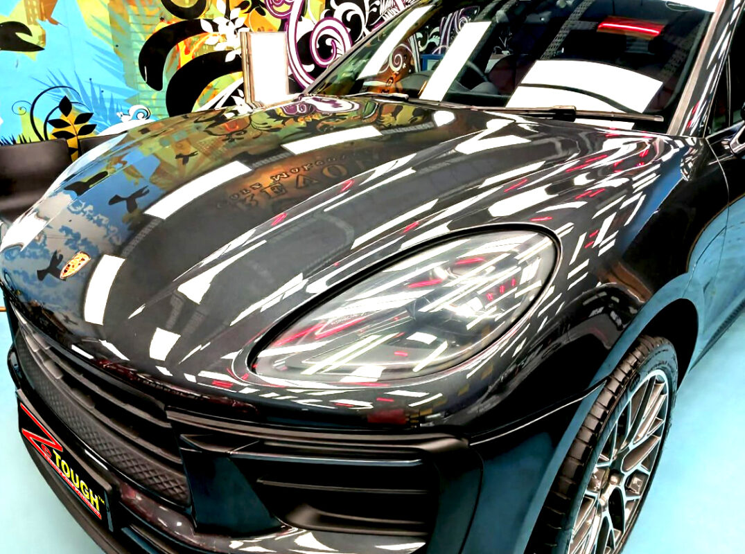 Side view of the Porsche Macan after the titanium coating.
