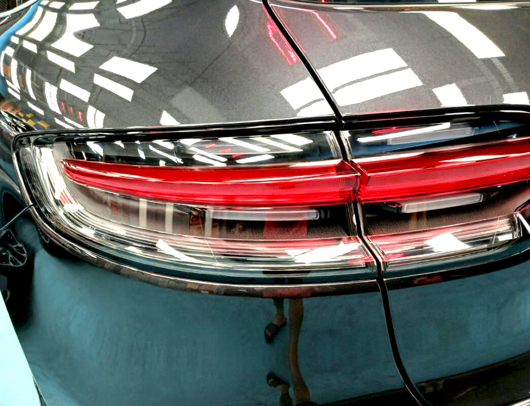 Close detail of the Macan's coated bodywork.
