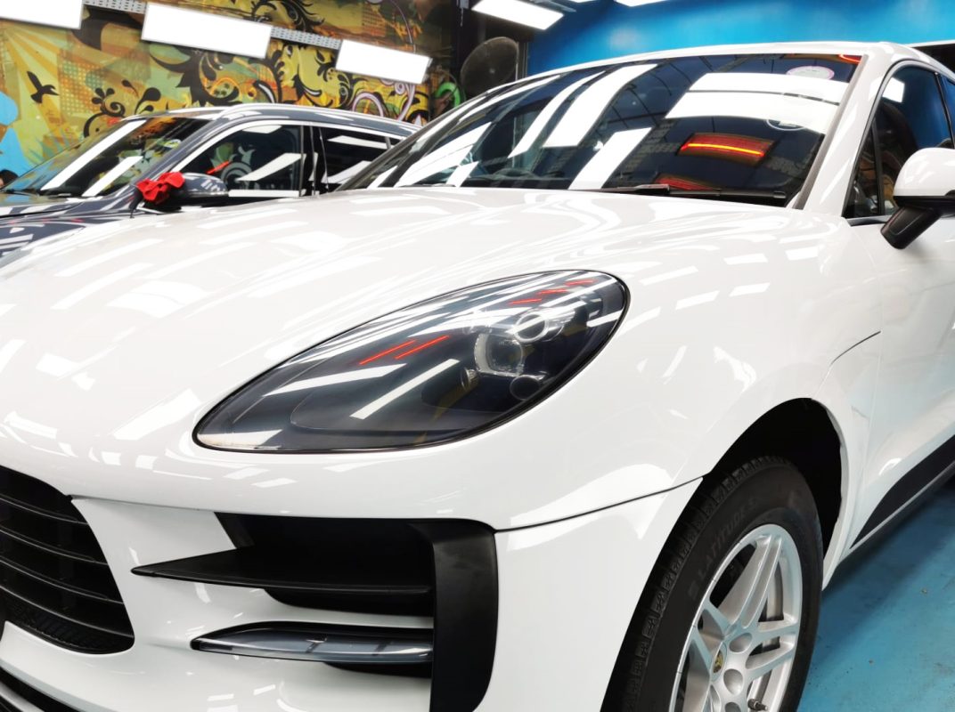 The Porsche Macan II from a side angle after the titanium coating.