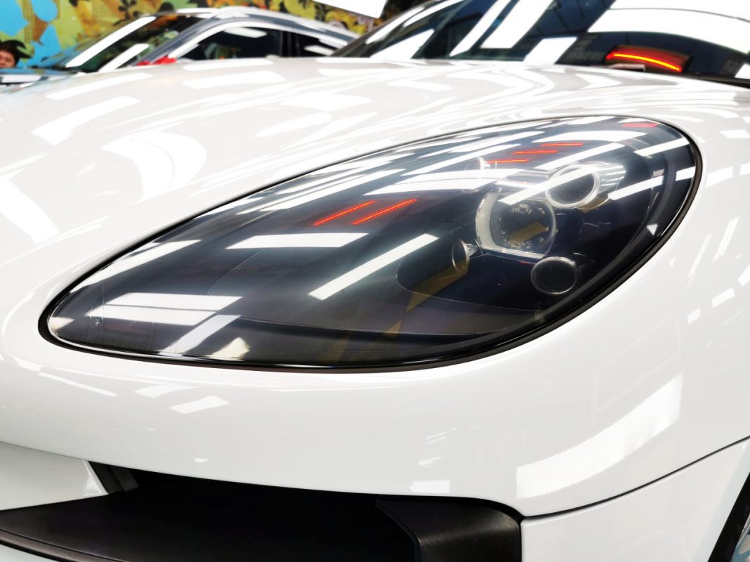The Macan II's coated paintwork showing clean reflections.