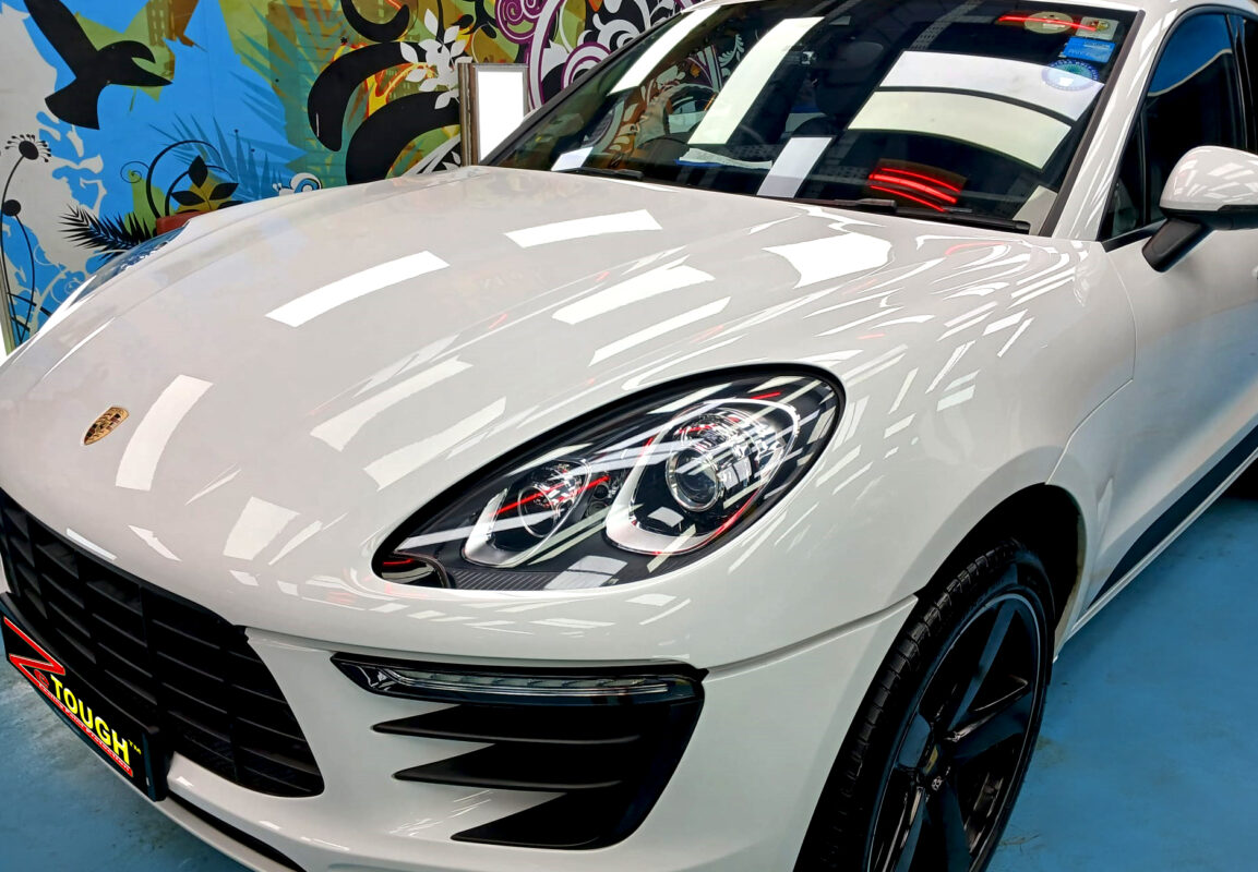 Side view of the Porsche Macan after the ceramic coating.