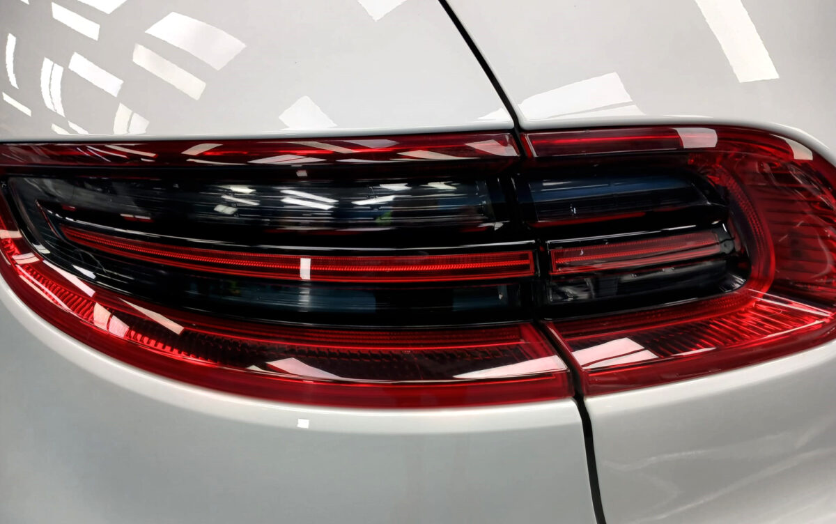 Close detail of the Macan's coated bodywork.
