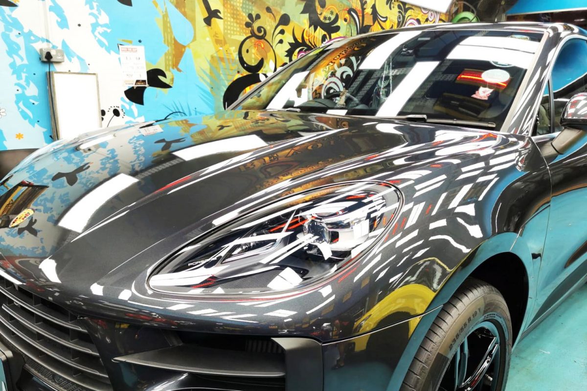 The Porsche Macan S from a side angle after the ceramic coating.