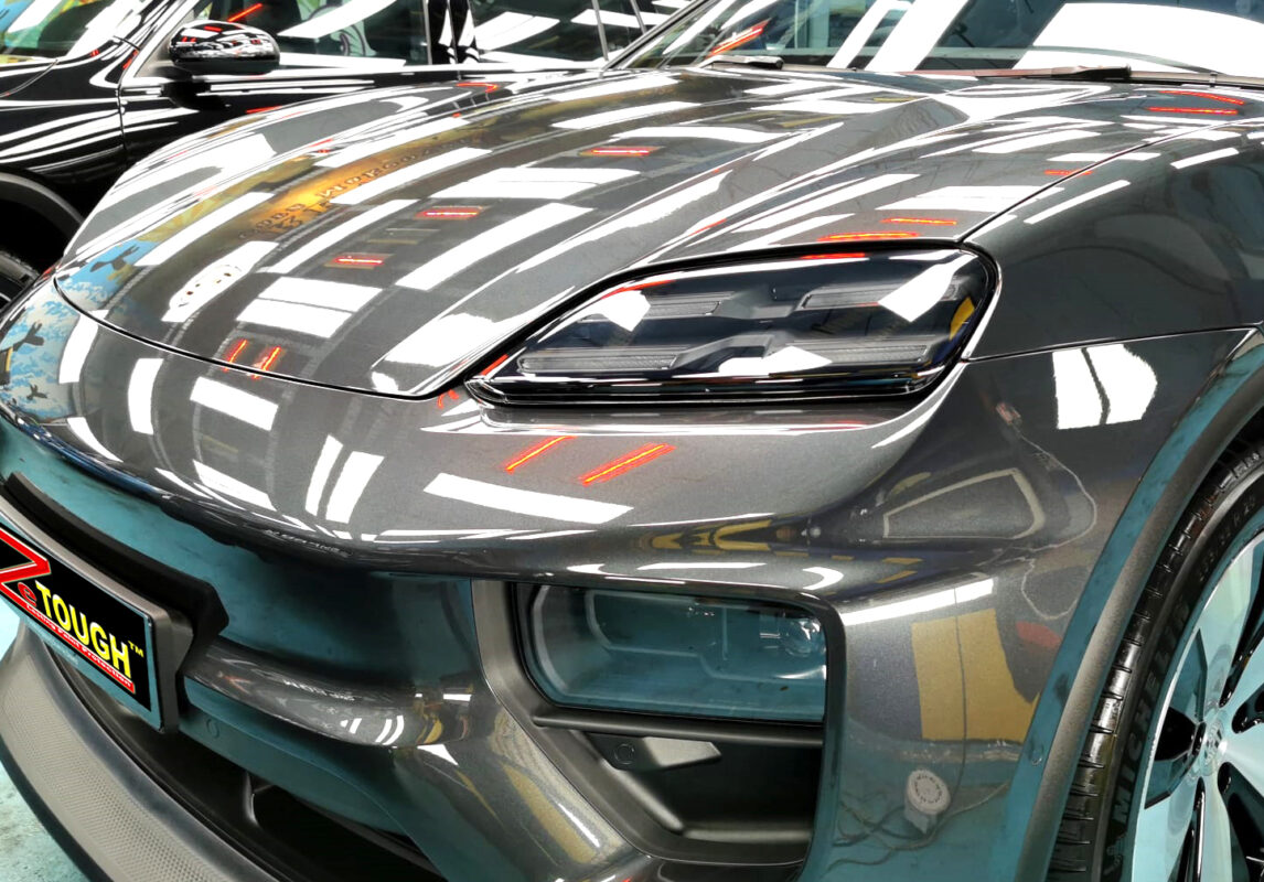 Side view of the Porsche Macan 4 after the titanium coating.