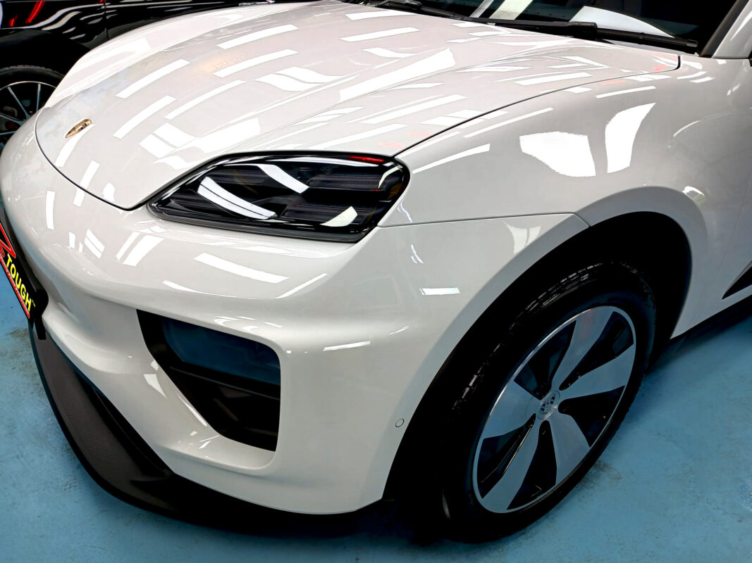 Side view of the Porsche Macan after the titanium coating.