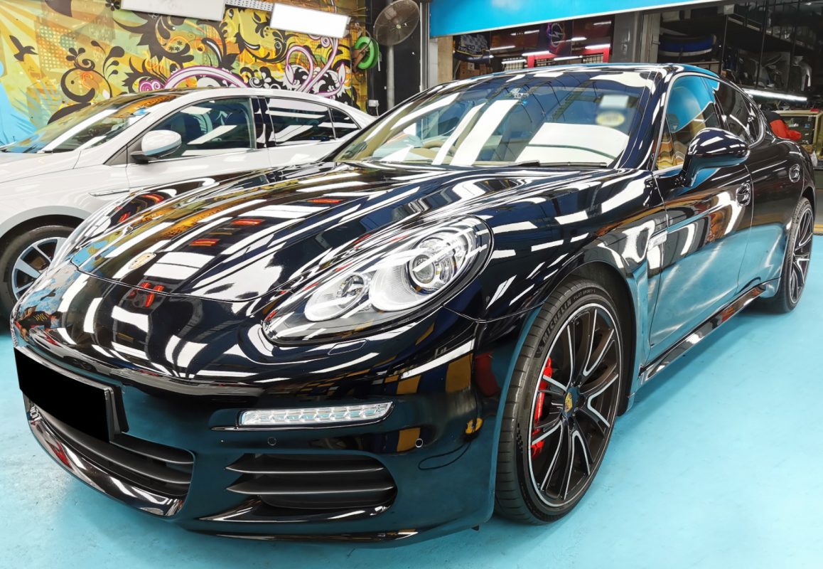 The Porsche Panamera as it arrived at Revol Carz before the respray.