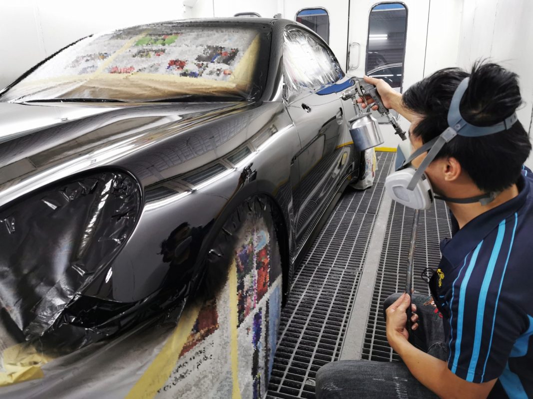 The Porsche Panamera after the full respray.