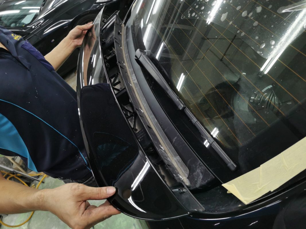 The Porsche Panamera ready for collection after the respray.