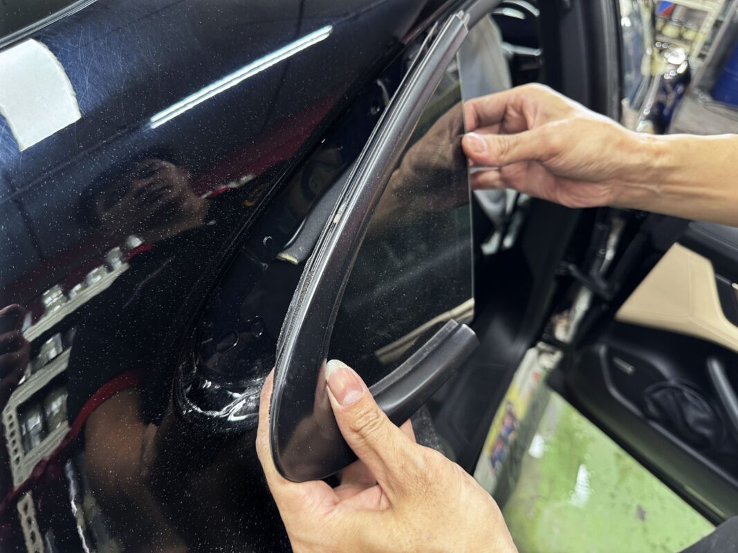 The Porsche Taycan's fresh paint being finished.
