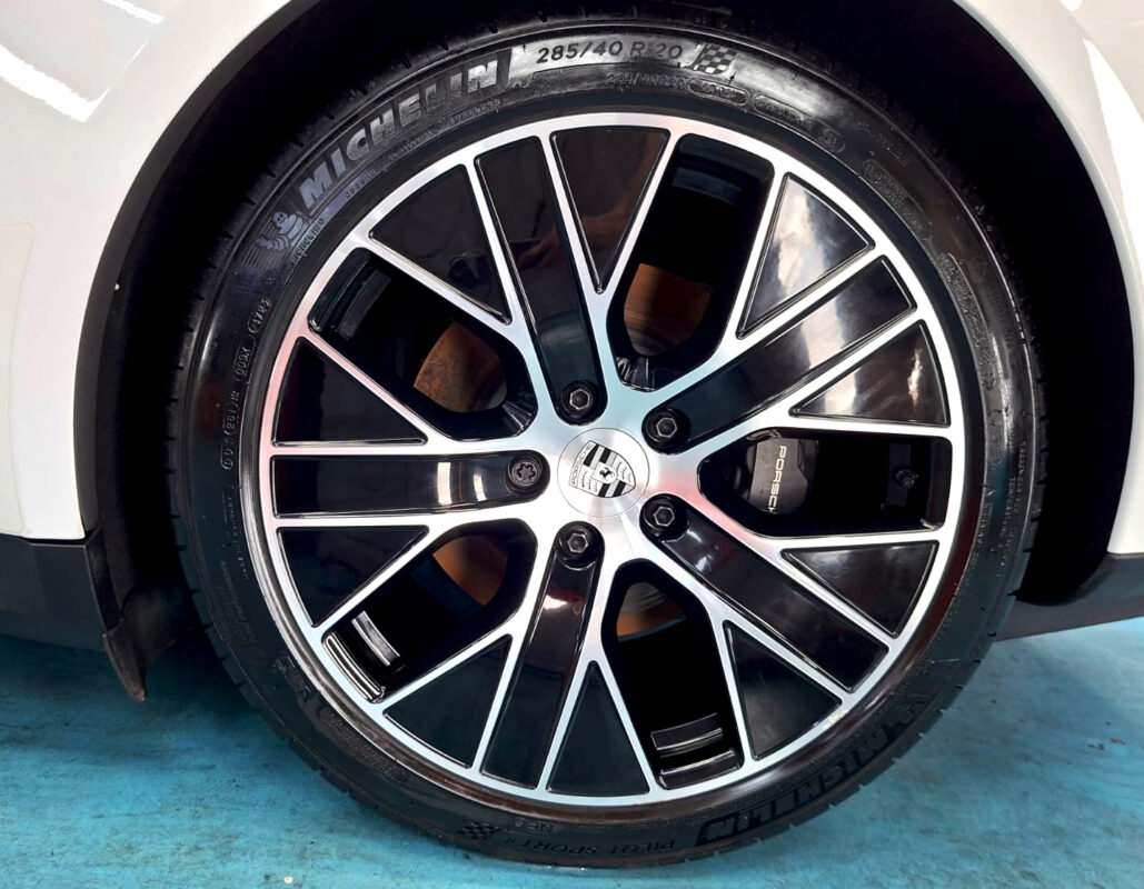 The finished Porsche Taycan, glossy and protected.