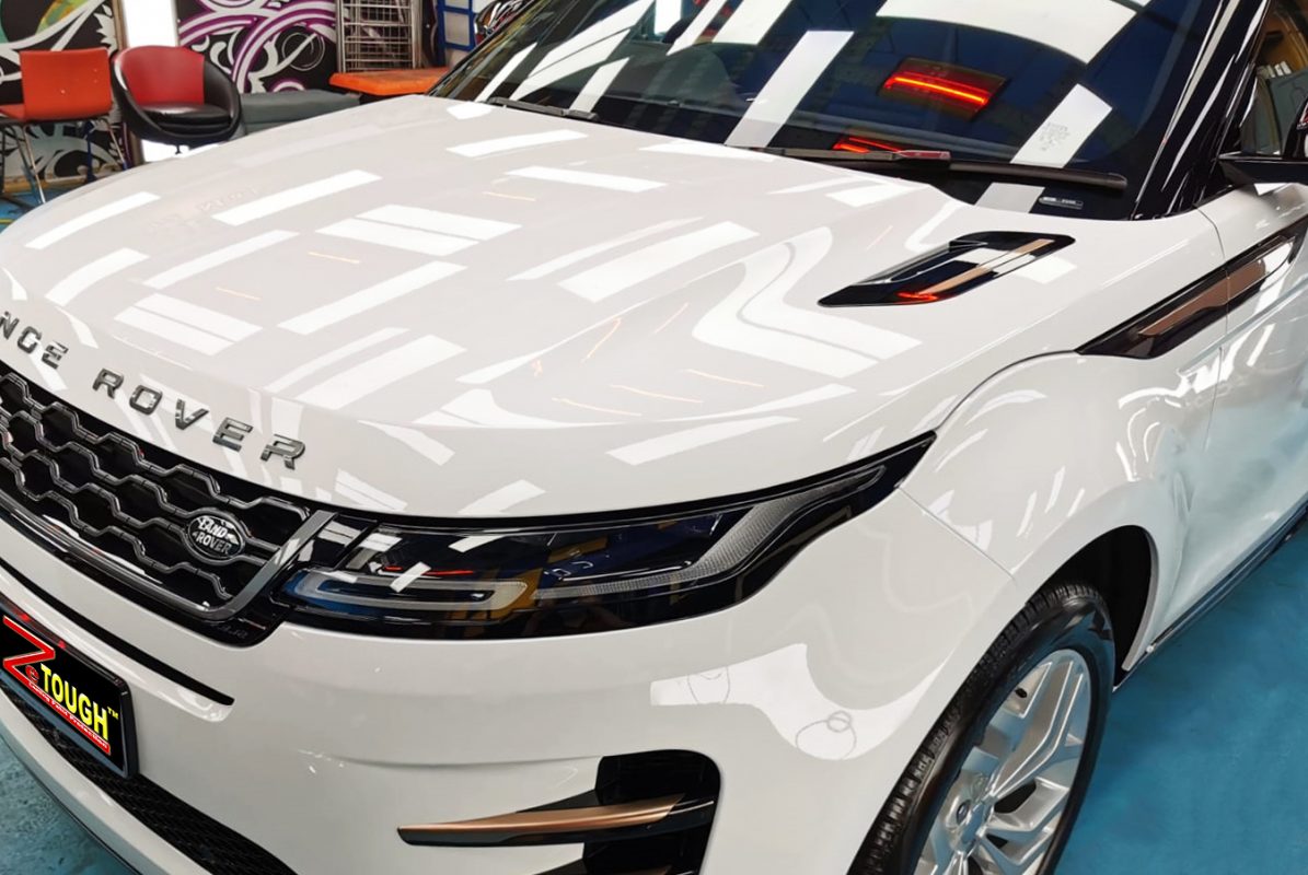 The Range Rover Evoque from a side angle after the titanium coating.