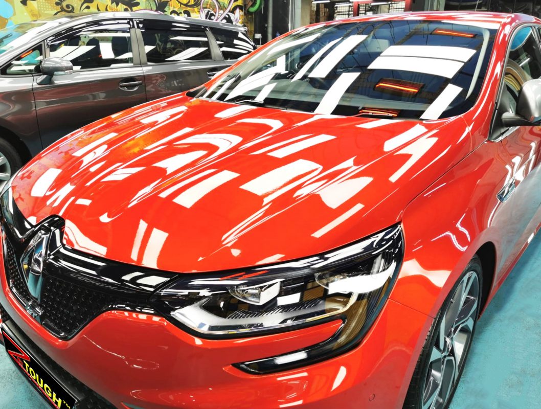 The Renault Megane from a side angle after the ceramic coating.
