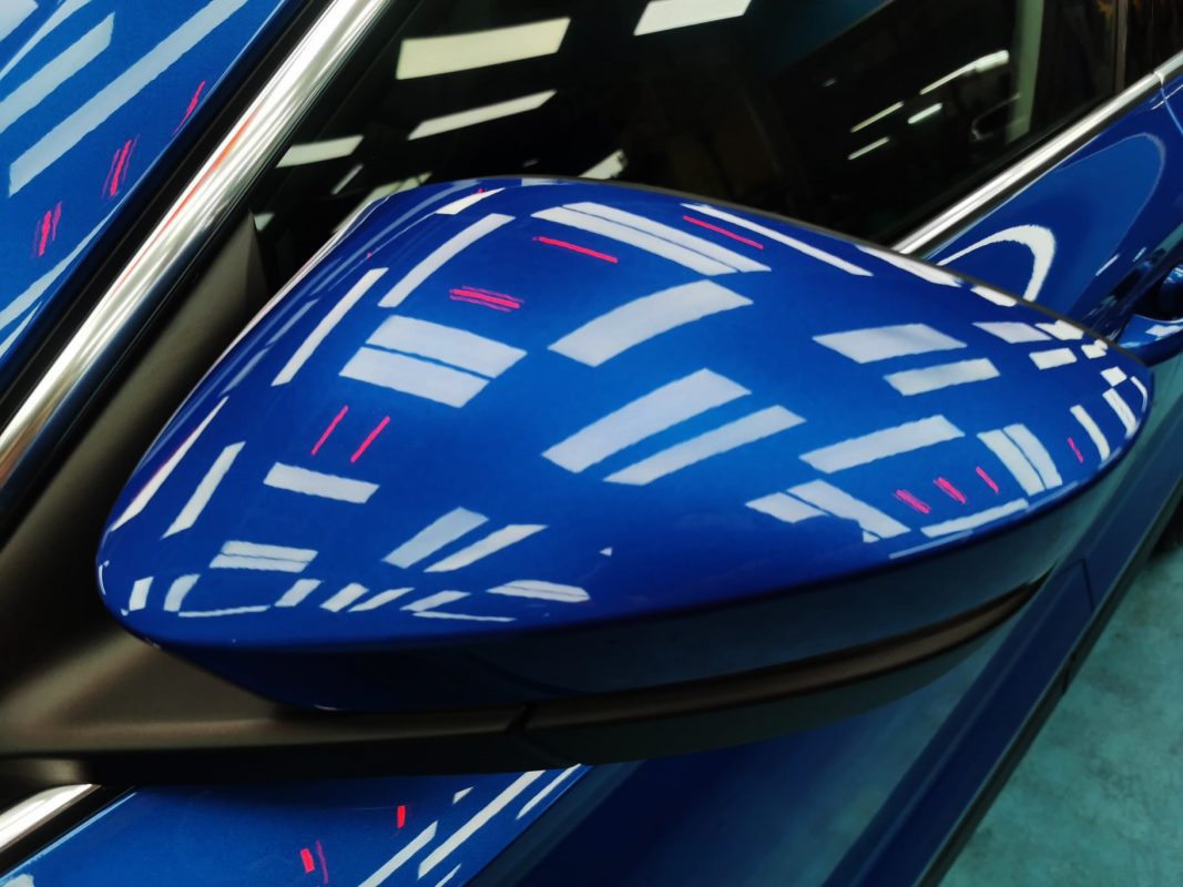 Side panel of the Karoq with the ceramic finish locked in.
