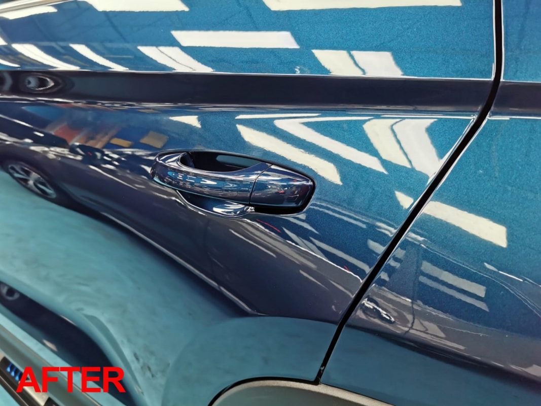 Detail of the Skoda Kodiaq's bodywork sealed with ZeTough Titanium.
