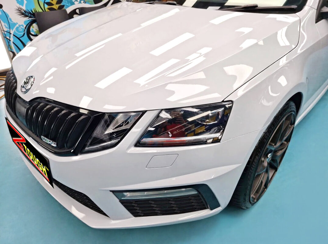The Skoda Octavia from a side angle after the titanium coating.