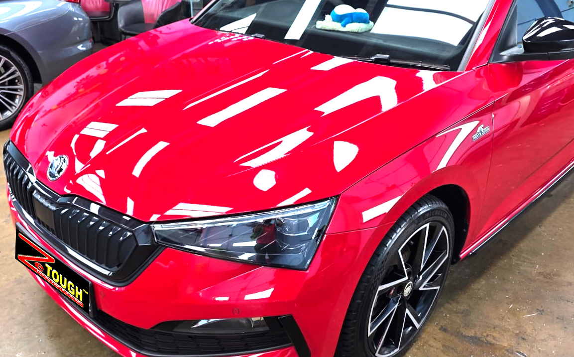 The Skoda Scala from a side angle after the ceramic coating.