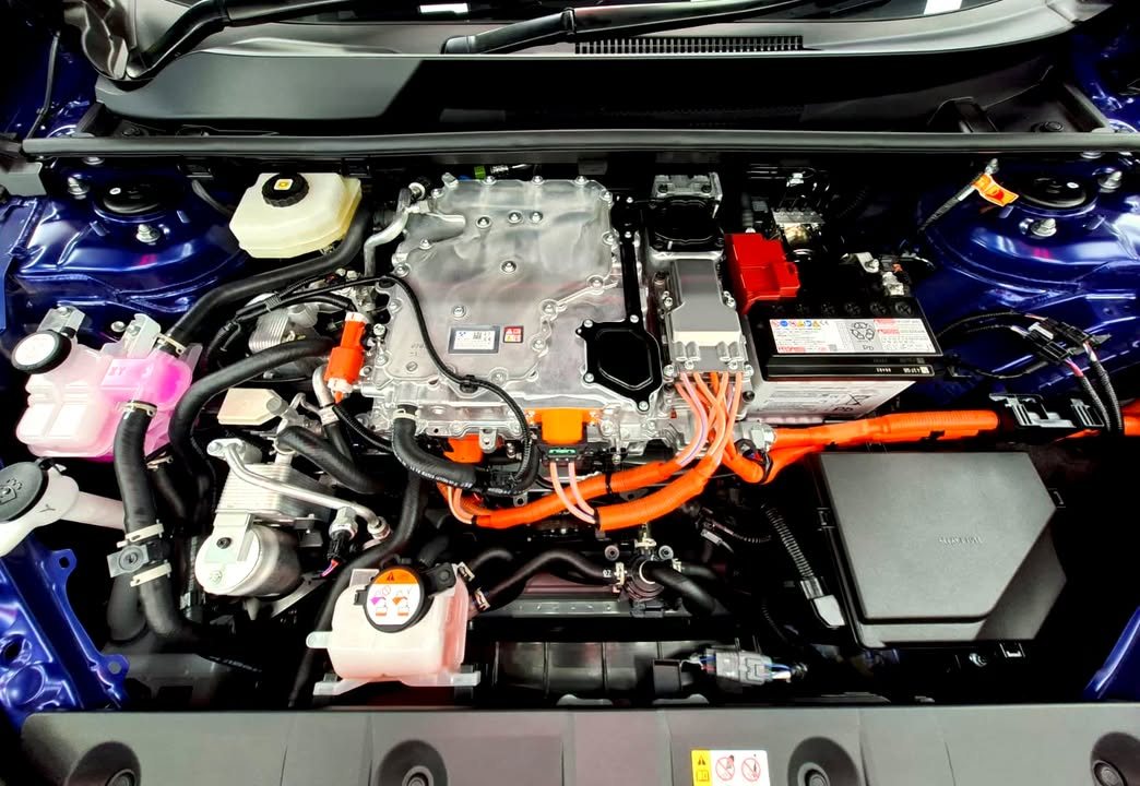 Front compartment of the Subaru E-Outback showing the electric drive unit.