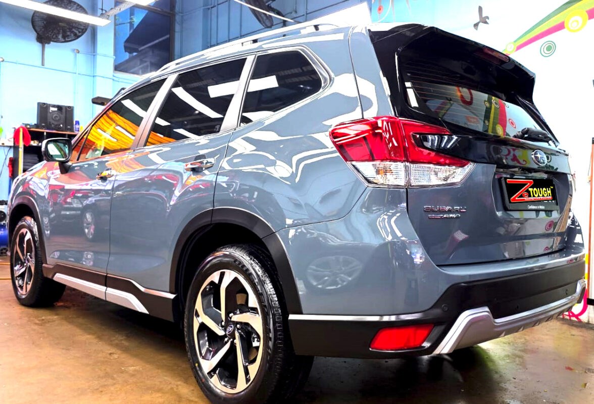 Rear quarter of the Subaru Forester, glossy and protected.