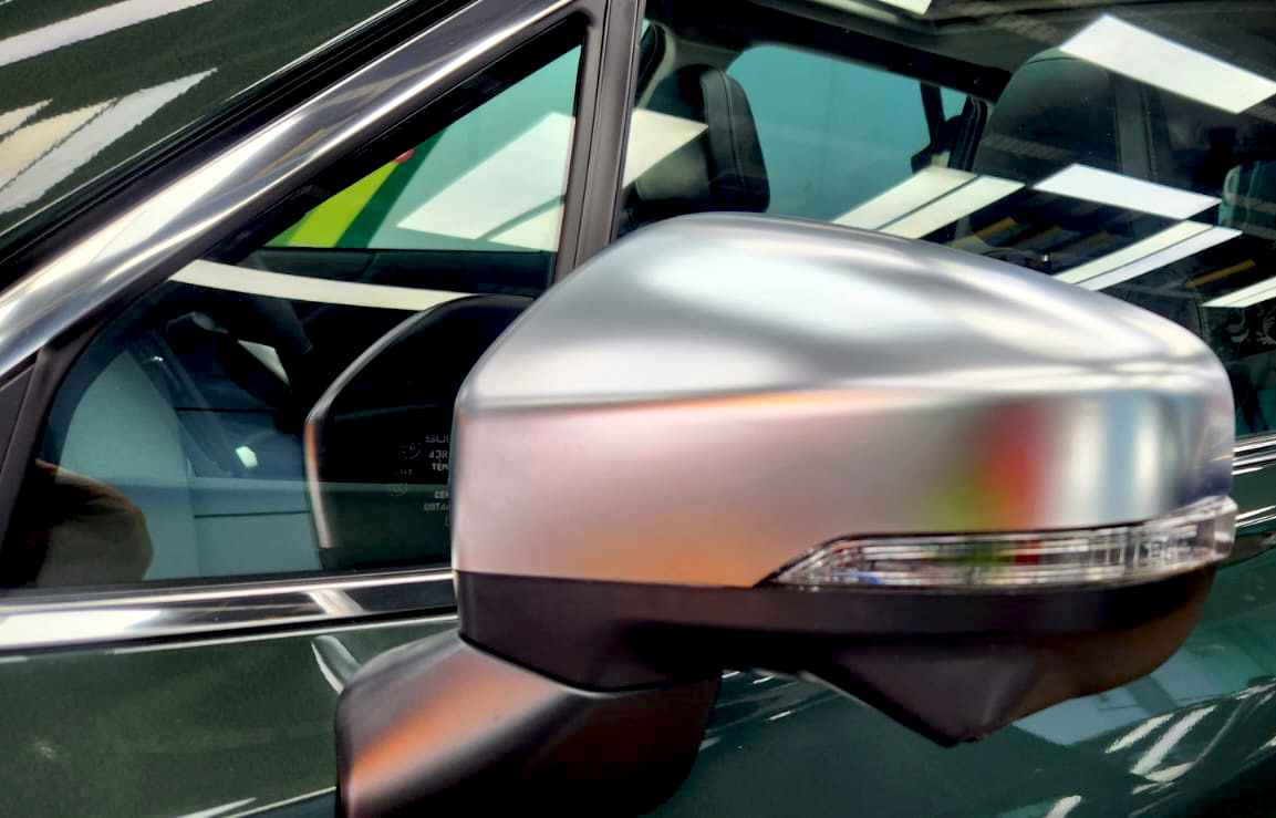 Side panel of the Subaru Forester with the titanium finish locked in.