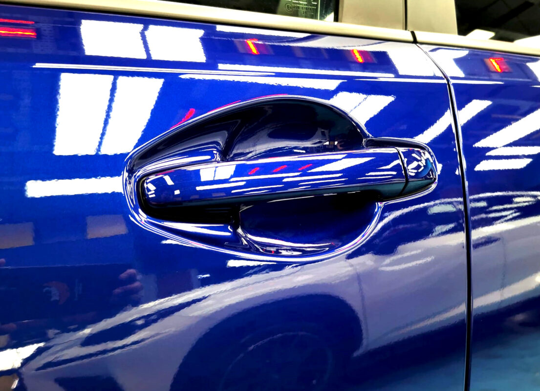 The coated paintwork of the Subaru Forester, clean and sharp.
