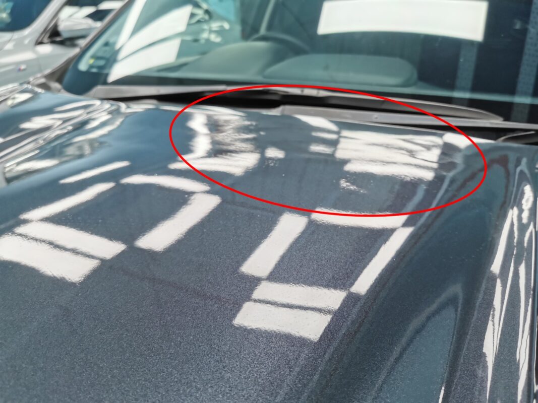 Side view of the Subaru Forester on arrival, paint peel and scratches visible on the panels.