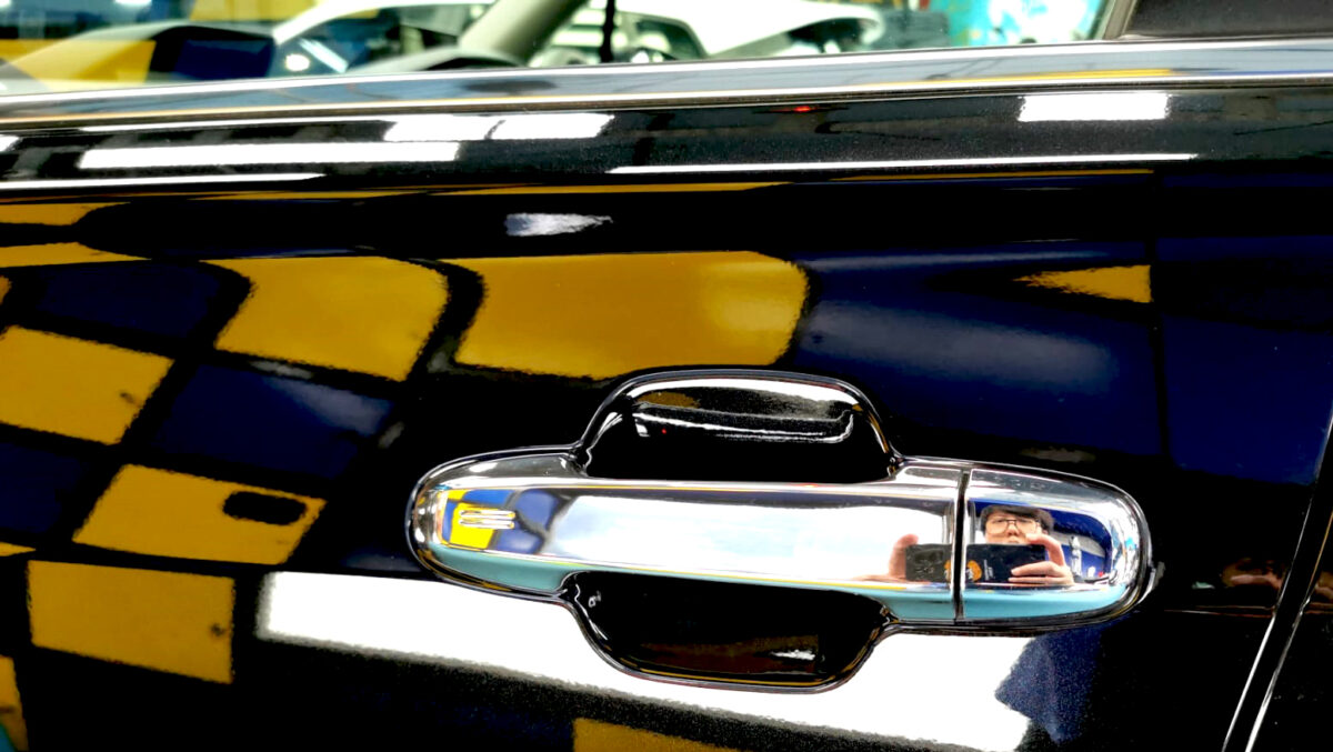 Front three-quarter view of the Subaru Forester after coating.