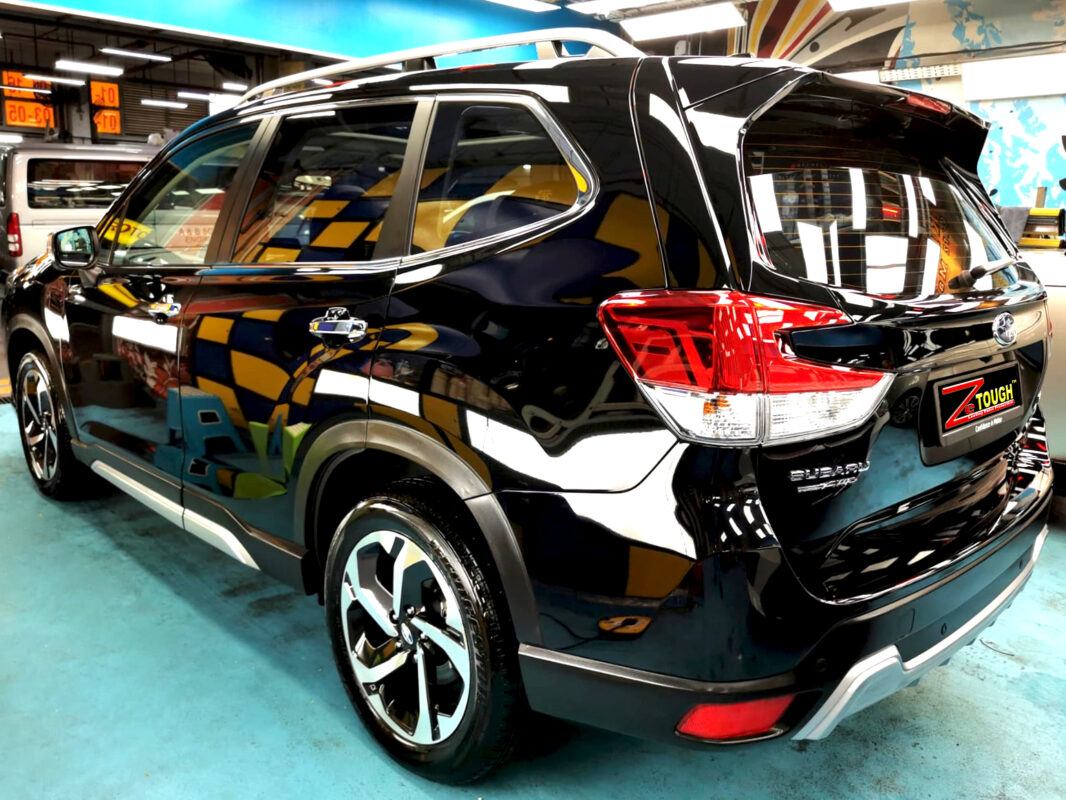 Rear quarter of the Subaru Forester, glossy and protected.
