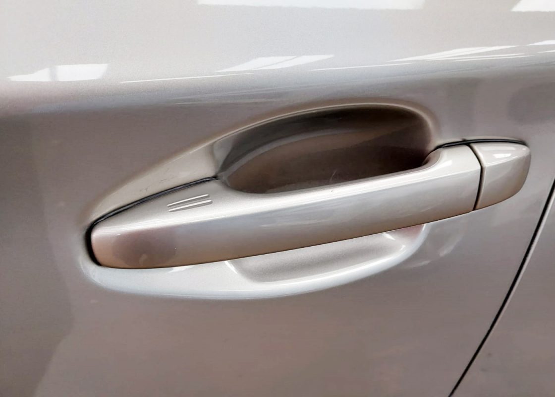 Front three-quarter view of the Subaru Outback after coating.