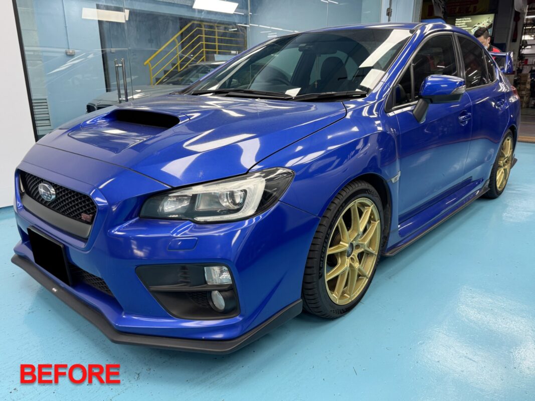 The Subaru WRX after the full respray.