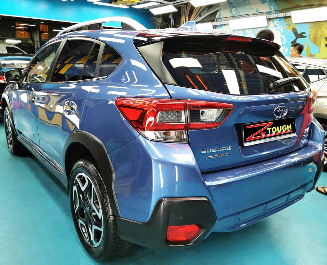 Rear quarter of the Subaru XV, glossy and protected.