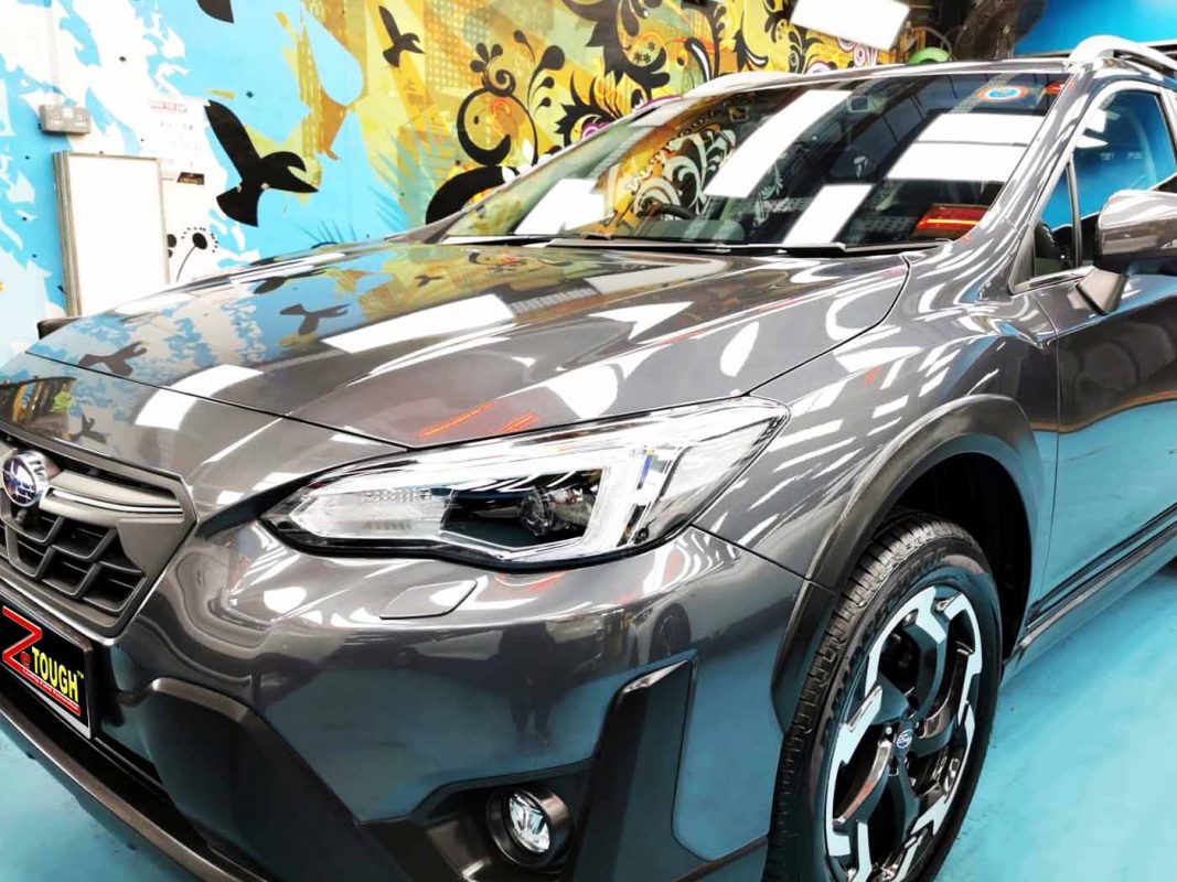 The Subaru XV from a side angle after the ceramic coating.