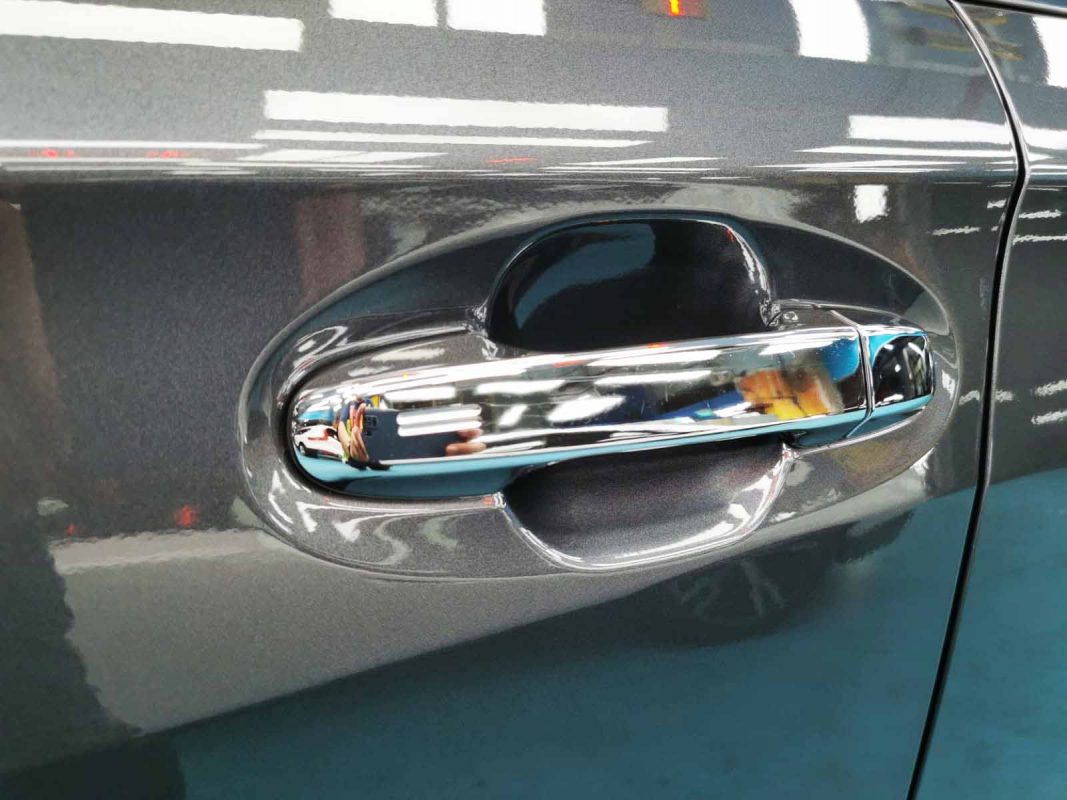 Front three-quarter view of the Subaru XV after coating.