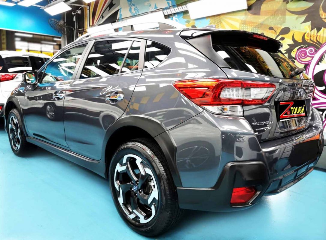 Rear quarter of the Subaru XV, glossy and protected.