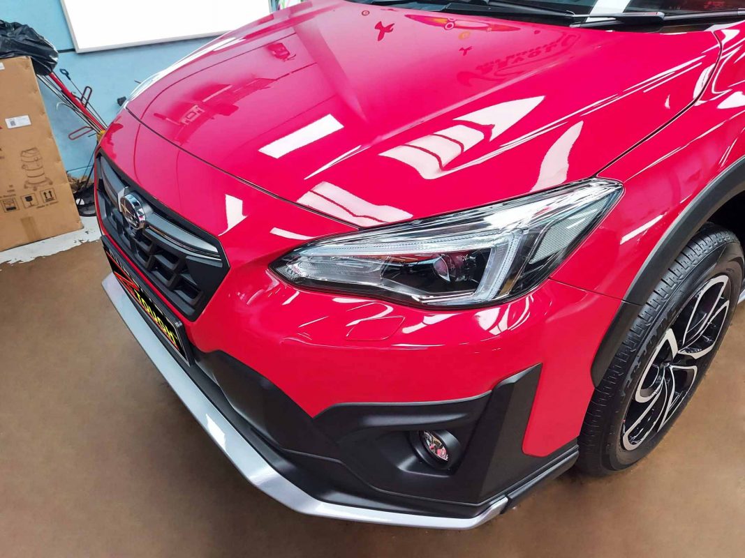 The Subaru XV from a side angle after the titanium coating.