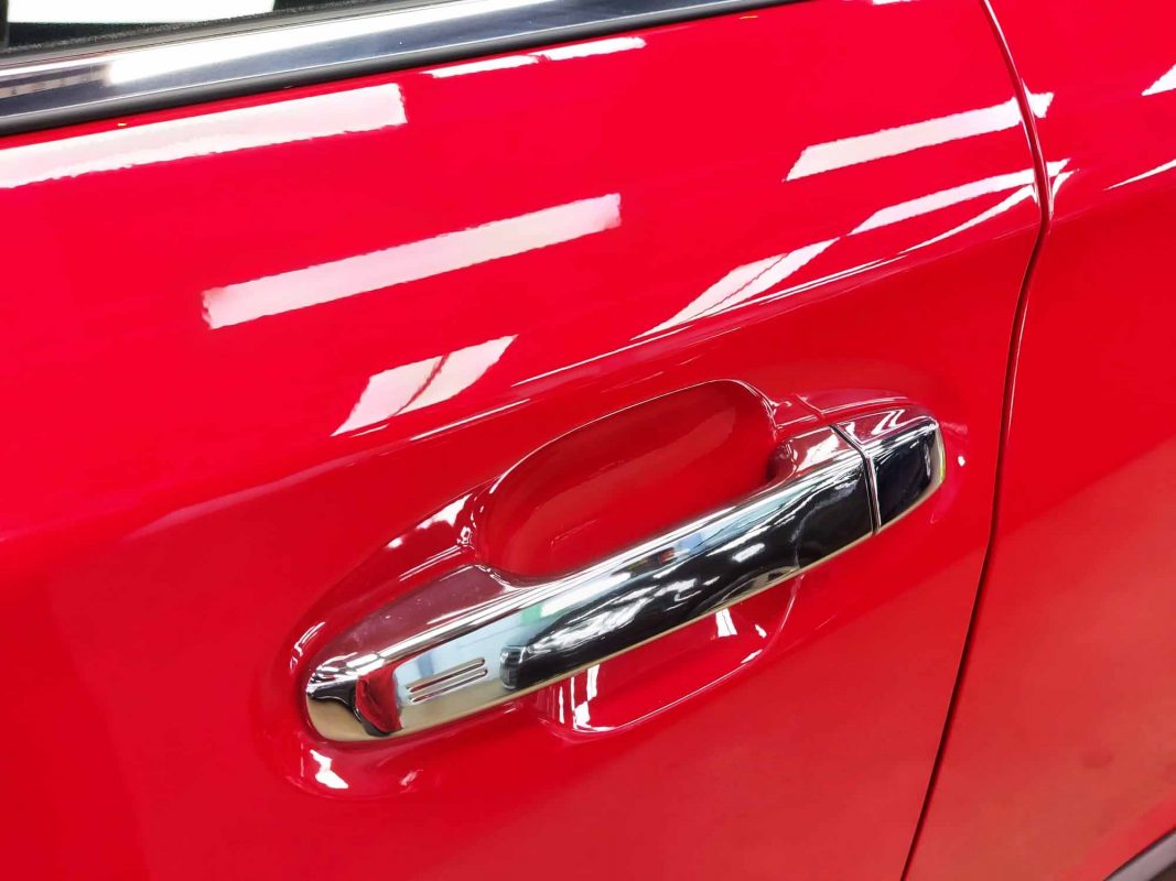 Front three-quarter view of the Subaru XV after coating.