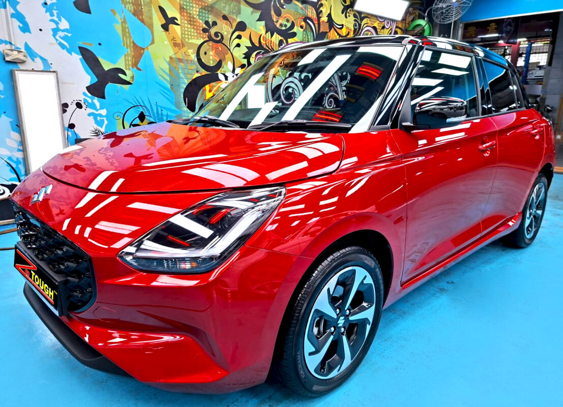 Suzuki Swift, glossy after its ZeTough Ceramic coating.