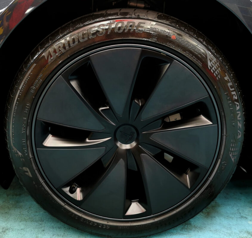 The Tesla Model 3, finished and ready for collection.