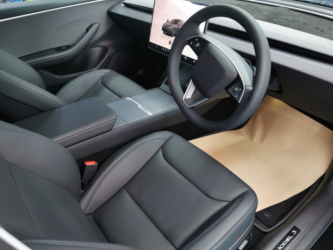 The Tesla Model 3's protected, high-gloss finish.