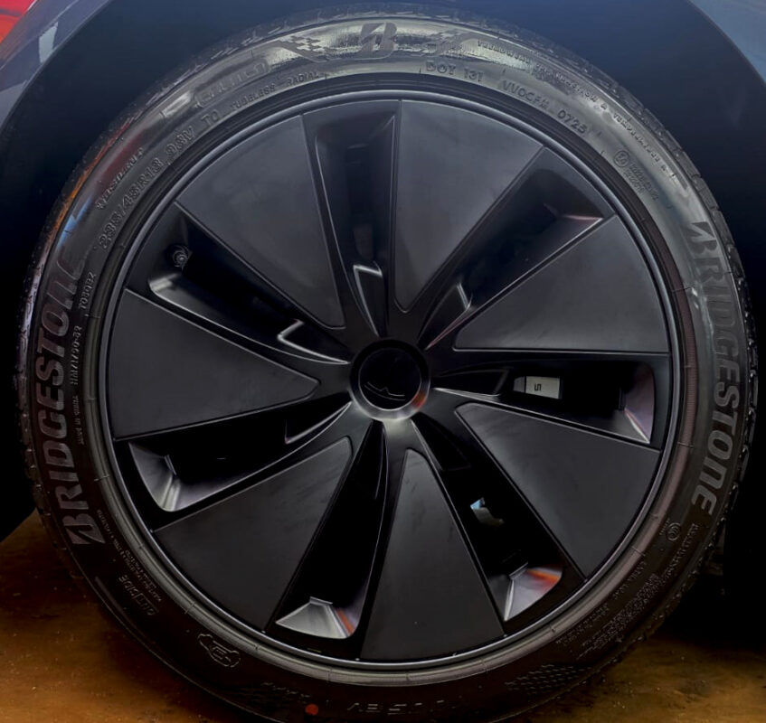 The Tesla Model 3, finished and ready for collection.