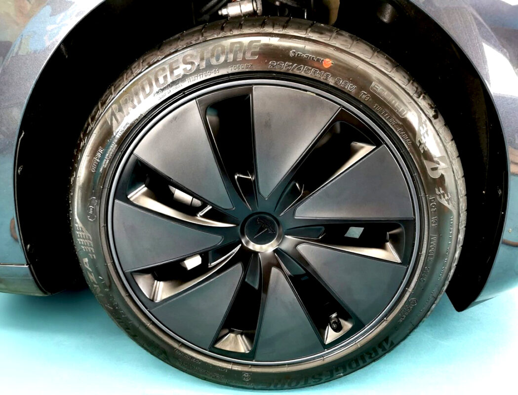 The Tesla Model 3, finished and ready for collection.
